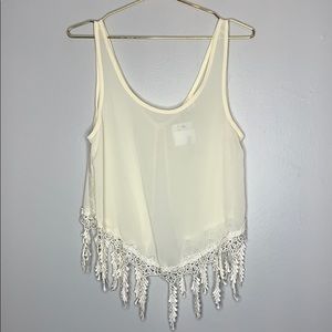 Festival Boho Cream Boutique Tank Top Small